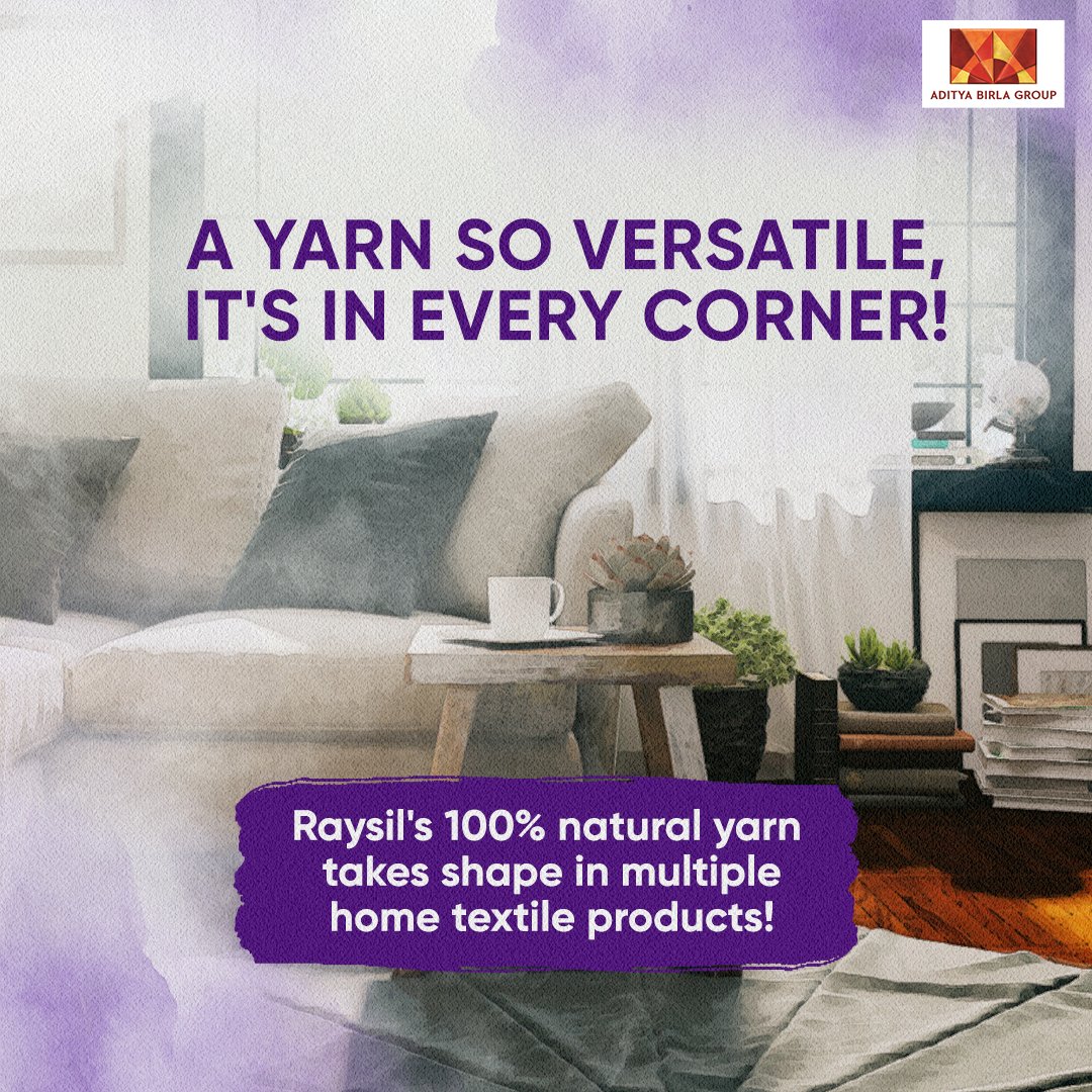AdityaBirlaGrp's tweet photo. Revamping your home for the festive season?
Meet the match with Raysil’s premium home textile products like cushions, table runners, tassels, window drapes, etc. made with 100% natural origin.
#AdityaBirlaGroup
#BigInYourLife
#OurPurposePaintsOurStory
#Raysil https://t.co/7qCxoyFIRM