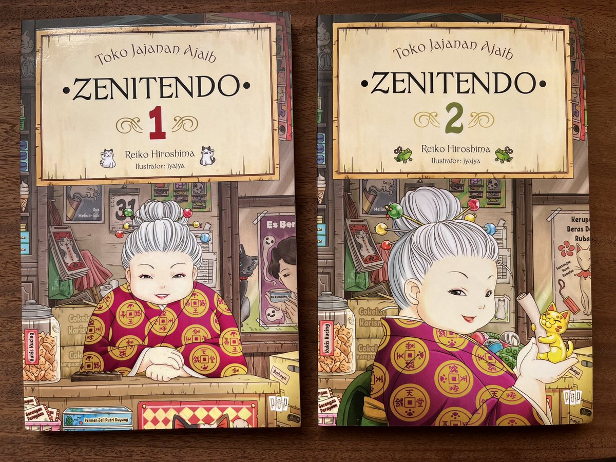 ribekaota's tweet photo. “Zenitendo” 1 &amp; 2 oleh Reiko Hiroshima, ilustrator: jyajya, edisi Bhs Indonesia. Jilid 1 diterjemahkan oleh Ribeka Ota, jilid 2 oleh Faira Ammadea. @penerbitpop 

廣嶋玲子『銭天堂』1&amp;2 インドネシア語版。1は私が翻訳担当、2の翻訳はFaira Ammadeaさん。イラストの細部まで訳入りです。 https://t.co/cPwhWi9Ueo