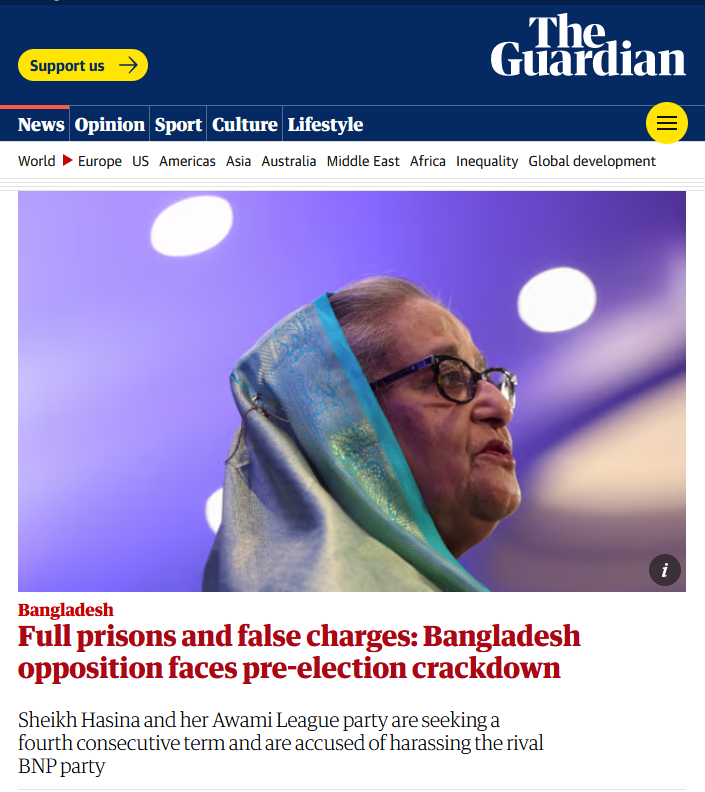 trahmanbnp's tweet photo. Analysts say that Hasina’s government now has the judiciary and the police fully under its control, and has weaponised them in her fight against the opposition. This week, a video clip captured police officers patrolling with a group of armed Awami activists chanting “capture BNP people, one by one, and slaughter them all”.

https://t.co/qxDaz0eY7f