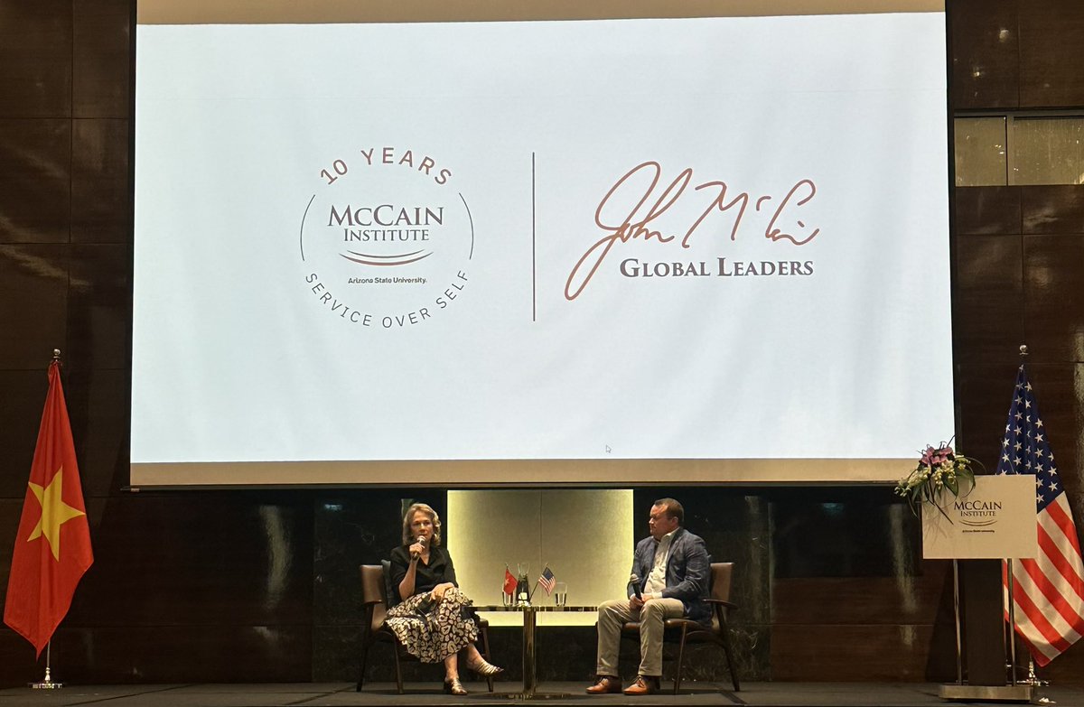 Discussion on the legacy of Senator McCain and normalization relations between USA and Vietnam with Virginia Foote. 
#McCaingloballeaders 
#MGLinVeitnam
@McCainInstitute