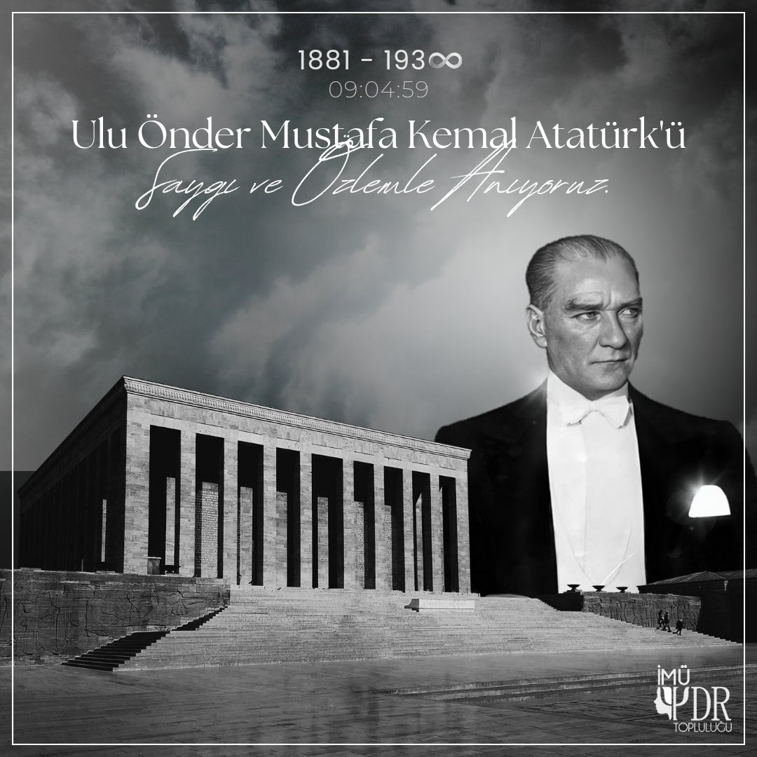 10 Kasım, Gazi Mustafa Kemal Atatürk'ü aramızdan fiziken ayrılışının yıl dönümüdür. Ancak, onun izinde yürüyen milyonlarca yürek, her anında onu yaşatmaktadır. 
Bugün, Gazi Mustafa Kemal Atatürk'ü özlem ve minnetle anarken, onun izinde olmaya devam ediyoruz. 🇹🇷
#10Kasım #Atatürk