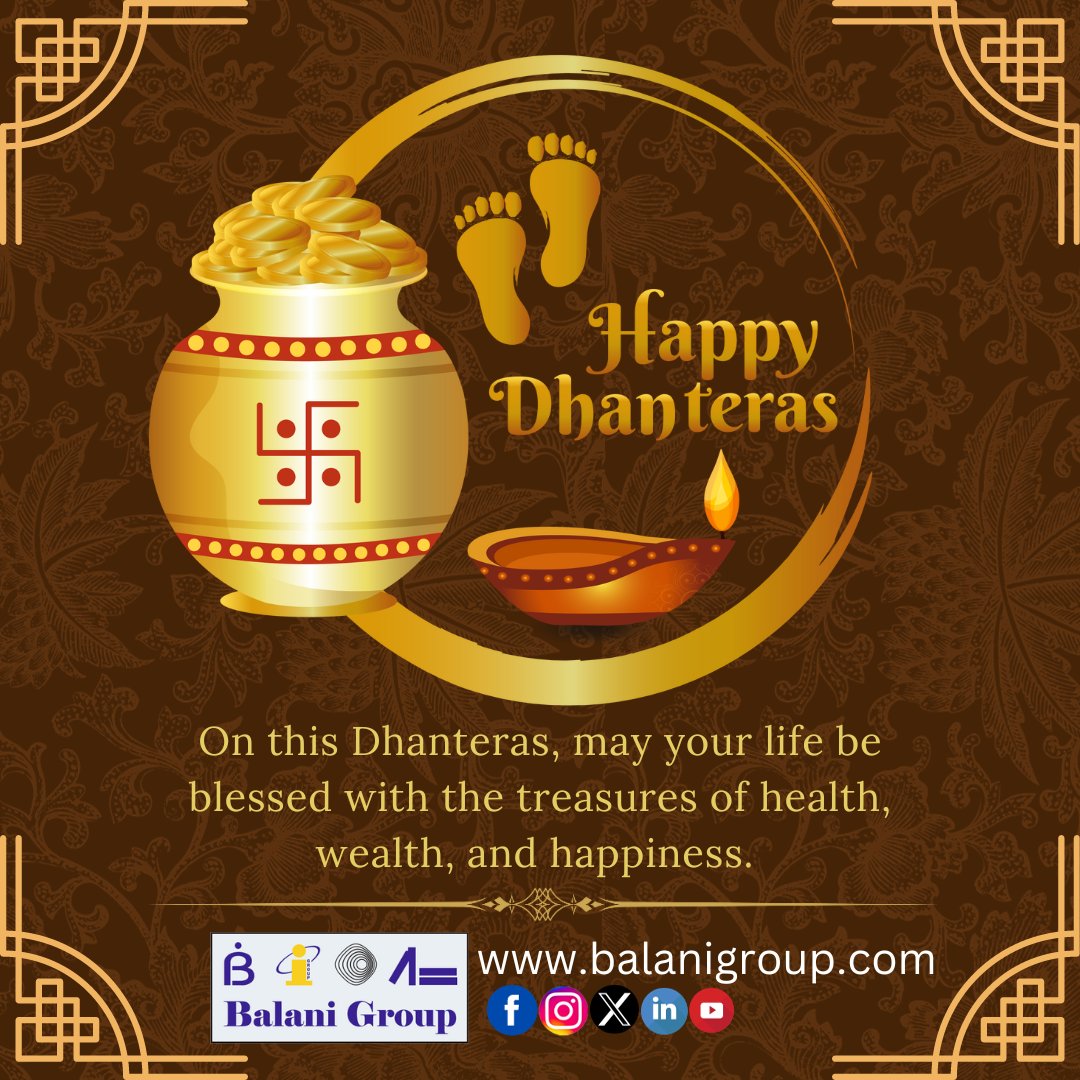 balaniinfotech's tweet photo. May the divine blessings of Goddess Lakshmi fill your life with wealth and prosperity. 
Happy Dhanteras!🙏
#happydhanteras #balanigroup #balaniinfotech https://t.co/wNStvHgB0u