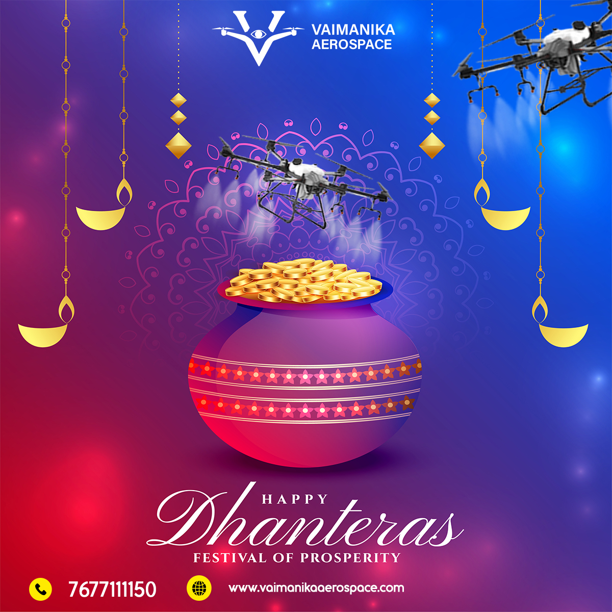 Vaimanika_aero's tweet photo. "Shimmering lights, golden hues, and blessings anew. Wishing you prosperity and joy this Dhanteras!
Phone No.: 7677111150
Website :https://t.co/SoBRqVVVHd
#DhanterasDelight #vaimanikaaerospace #Drones #DroneEngineering #DroneAnatomy #DroneParts #Innovation #Technology #uav https://t.co/4j7iWSEpiy