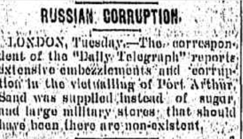 GTangey's tweet photo. Same as it ever was - Russian military corruption 1904 style - Newcastle Morning Herald 24/2/1904 https://t.co/K8rlRd8Rpy