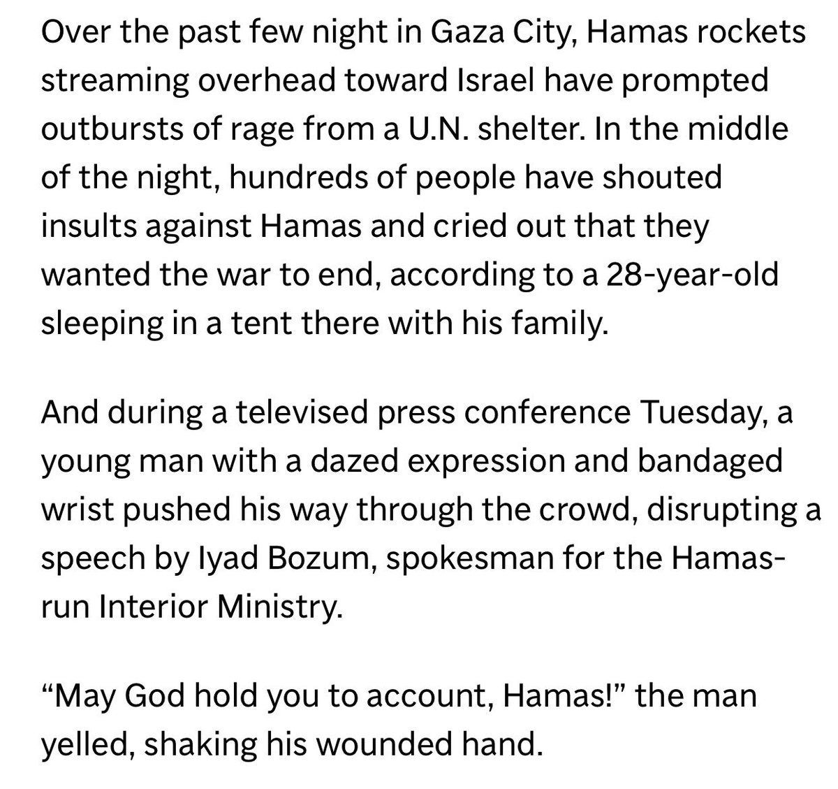 Amid the horrors of the war in Gaza, some Palestinians openly turn on Hamas. Searing piece by AP. apnews.com/article/israel…