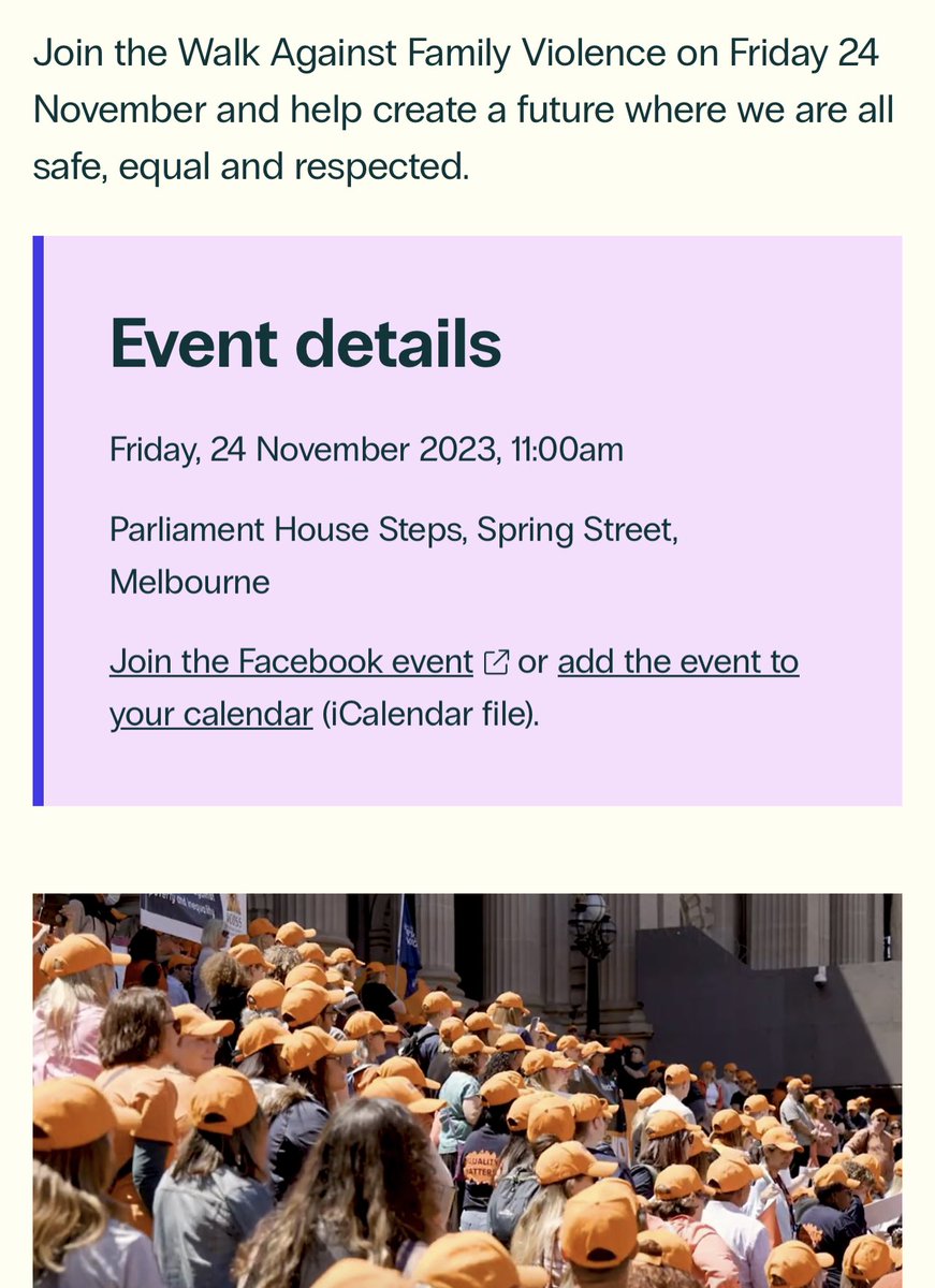 Join the Walk Against Family Violence in Melb. Two weeks from today. Support calls to address this national ongoing crisis. See you there 👍🏾🧡 🧡🧡🛑 respectvictoria.vic.gov.au/campaigns/walk… @Respect__Vic @Kate_FitzGibbon