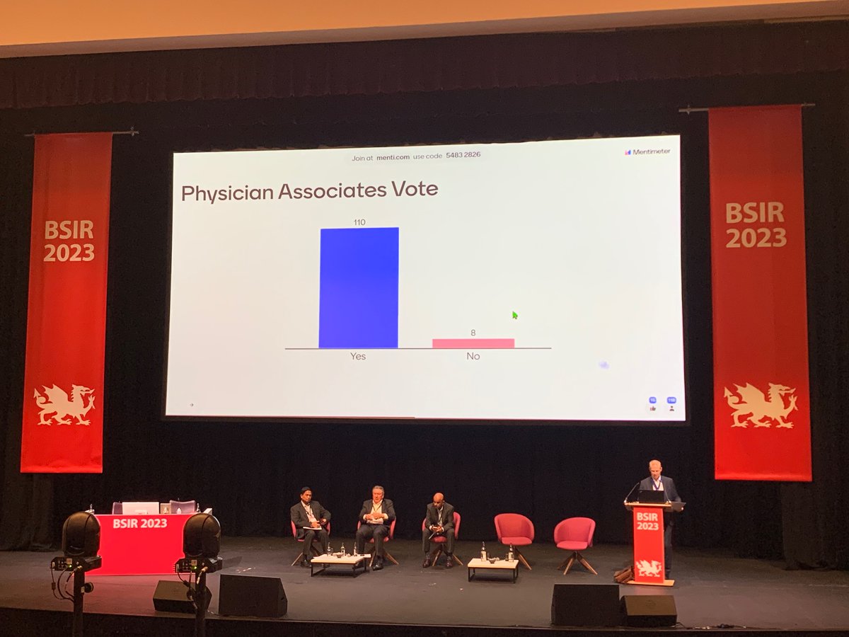 Resounding support for the motion 111 YES vs 8 No BSIR AGM calls for a pause in Physician Associate recruitment until regulation by an organisation OTHER than the GMC and until scope is defined @BSIR_News @BMA_JuniorDocs @gmcuk @RCRadiologists @Doc_IonaCollins @r1chardf1tzg3r1