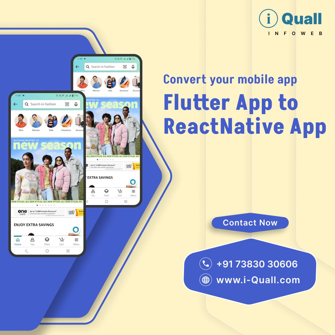 iquallinfo's tweet image. Convert Your Flutter App to React Native App Now!

Ready to explore new horizons with your mobile app?

If you have an existing Flutter app, it's time to transform it into a versatile React Native app for fresh possibilities and broad reach.

#reactnativeappdevelopmentagency