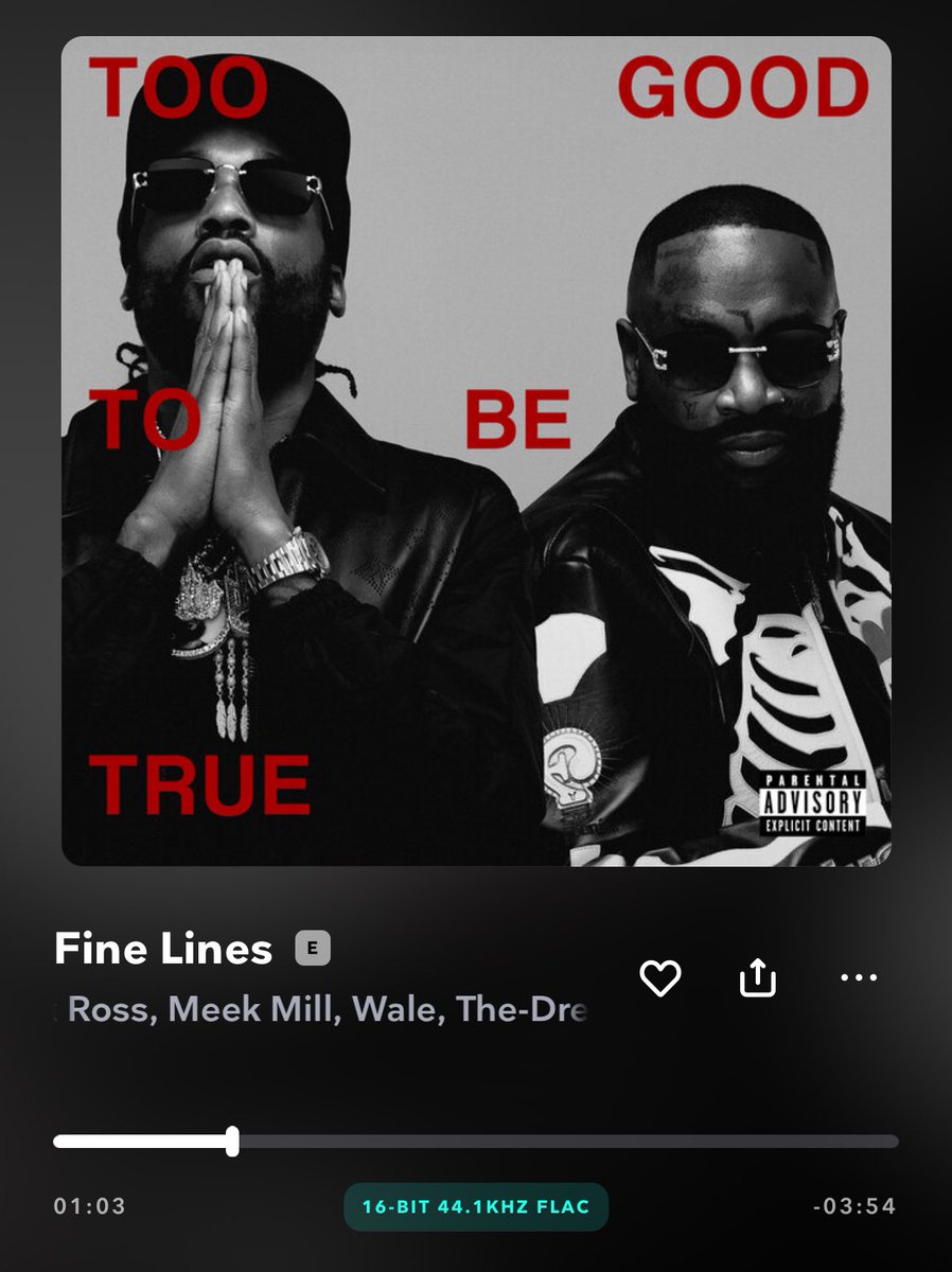 #NowPlaying "Fine Lines" by Rick Ross, Meek Mill, Wale, The-Dream on <a href="/TIDAL/">Tidal</a>. Shouts <a href="/Tropdavinci/">TROP</a>. Production is immaculate! 🔥😤🏆

 tidal.com/track/32737245