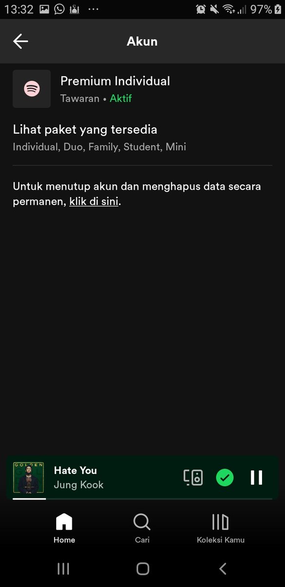 mit_tafa's tweet photo. @SpotifyID @SpotifyKpop Suka semua lagu-lagu jungkook, suara bagus cocok sama semua musik. Jungkook sarangheo 
tapi untuk saat ini yang sesuai sama suana hati "hate you" 😭😭😭, makin menggalau berkat jungkook. Makasih loh
#SpotifyxJungKookGiveaway https://t.co/RN9UwDYJfn