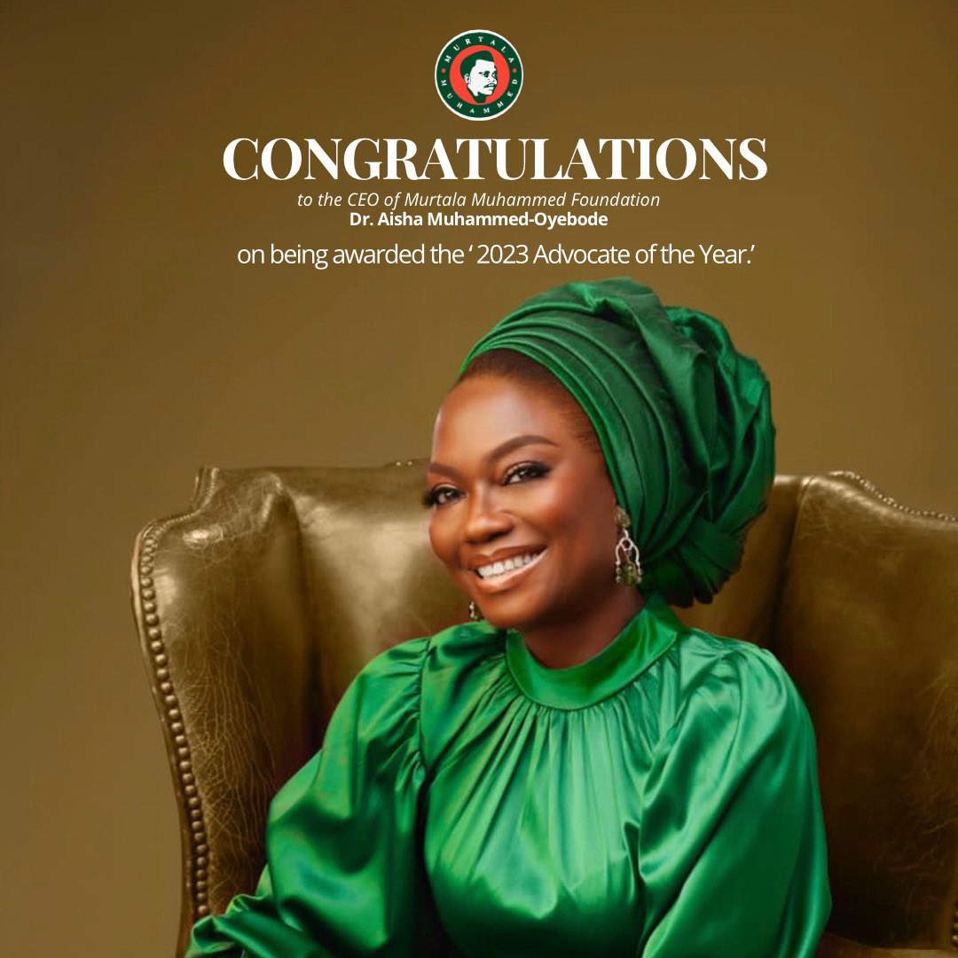 mmfnigeria's tweet image. Congratulations to the CEO of Murtala Muhammed Foundation @aisha_oyebode on being awarded the '2023 Advocate of the Year'! 🏆 

Your dedication to positive change is truly inspiring. Here's to many more achievements ahead! 

#advocateoftheyear  #Congratulations