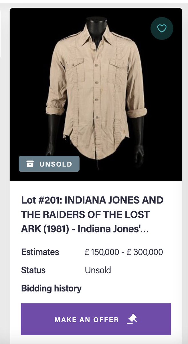 IndyJonesfive's tweet image. Seems Indy's shirt didnt sell in the propstore auction today. Anyone got 150k? #IndianaJones