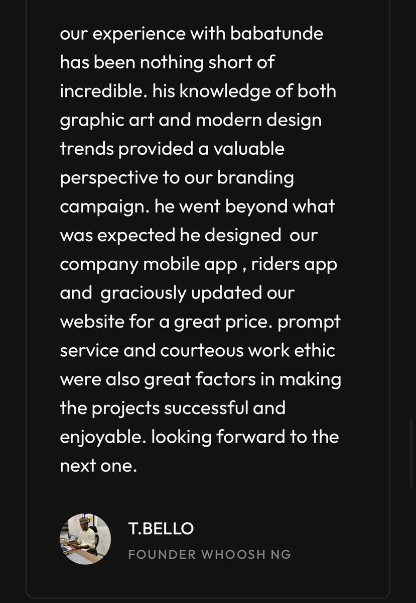 Khanstilldayy's tweet photo. Here are some positive reviews from brands @babatundeafreka has worked with. When your work is good it automatically speaks for you without stress https://t.co/bqmFpRN3sa