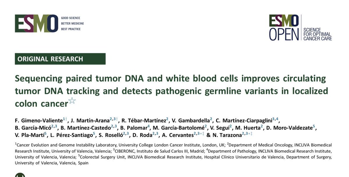 💥JUST OUT our latest paper in @ESMO_Open🩸 📌The potential value of a germline sequencing approach: ✔️ 100% patients could monitor MRD. ✔️Ethical implications for the patient and their family. ✔️Identify actionable alterations. Work supported by @seom @GrupoTTD