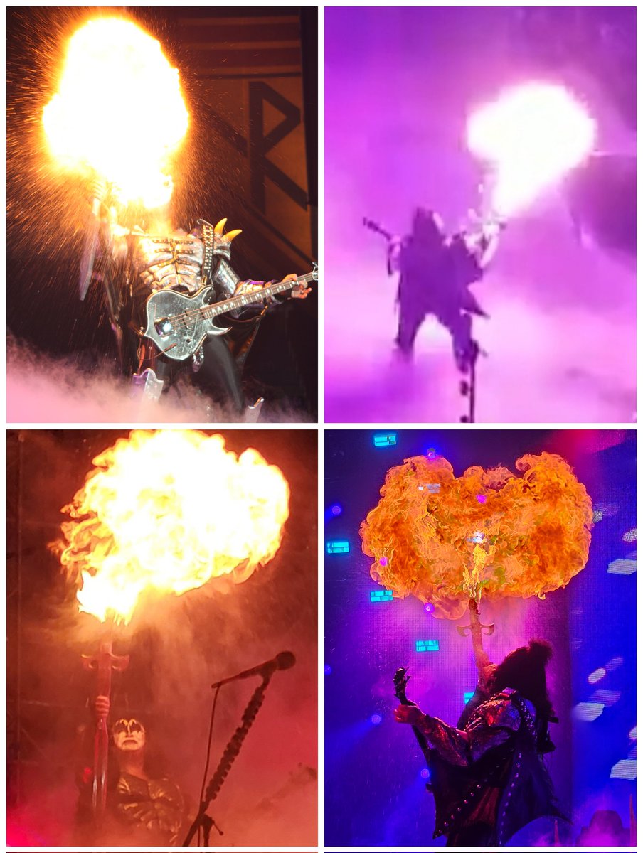 4 nights, 4 fireballs <a href="/genesimmons/">Gene Simmons</a> <a href="/KISSOnline/">KISS</a> (clockwise starting in upper left 201307 Monster, 201901 EoTR, 202109 EoTR, 202311 EoTR)