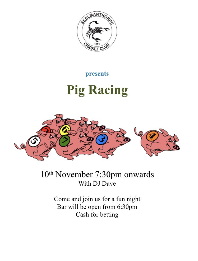 Tonight at the club!! Come along for an evening of family fun!!!! 🐷🏆