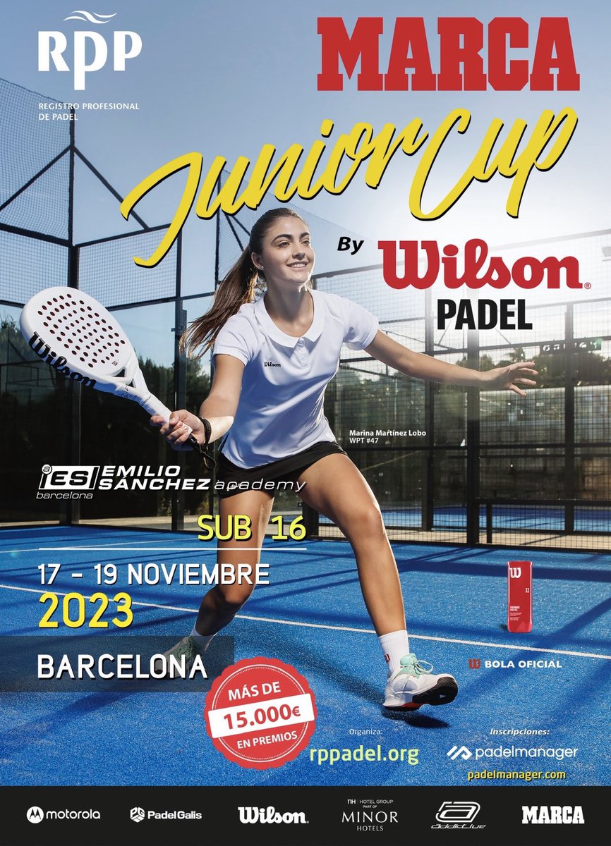 rppadel's tweet image. BARCELONA - CIERRE de INSCRIPCIONES - PADEL Sub16 - Jueves 16 de Noviembre a las 21h para la @EmilioSanchezBn en BARCELONA correspondiente al primer Circuito Internacional @rppadel @MarcaTMF Junior Cup Sub16 by @WilsonPadelES 🎾 Apúntate en:

padelmanager.com/app-link/tourn…