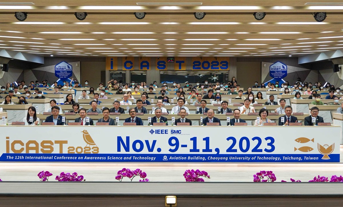 CYUT_official's tweet photo. A resounding success! The College of Informatics hosted iCAST 2023 on Nov 9, gathering distinguished scholars from 11 countries to share breakthroughs in awareness computing, shaping the future of smart environments. @CYUT_2022 #iCAST2023 #AwarenessComputing https://t.co/RziR1FEelf
