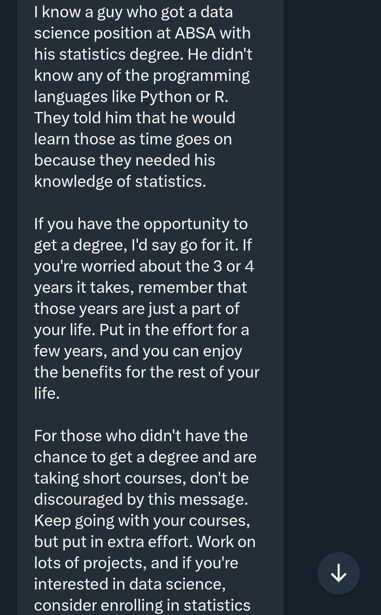 lindz_malindz's tweet image. Advice from an IT professional.
Aspiring Data Analyst/ scientists, Cybersecurity analyst or anyone who wants to be in IT, please read
#ConfessionsWithLinda
