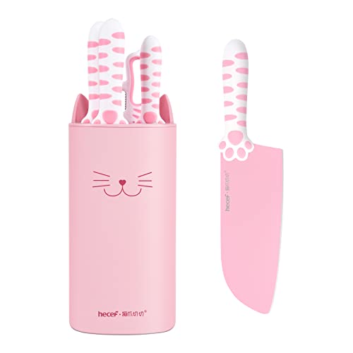 Stainless Steel Knife Set With Scissors 7 Pieces - Pink