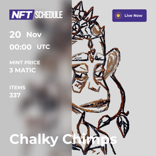 NFTSchedule_'s tweet photo. ☄️Live Mint Now! Chalky Chimps

🐦Twitter: @CiCKartworks

🔗More info: https://t.co/wjPY4ENm5J

#NFT #NFTs #NFTCommunity #nftcollector #nftarti̇st #nftlover #NFTGiveaway #NFTCommmunity #nftarti̇st #nftarti̇sts #NFTdrops #nftdrop #Polygon #Matic https://t.co/gy1xTyhvtY