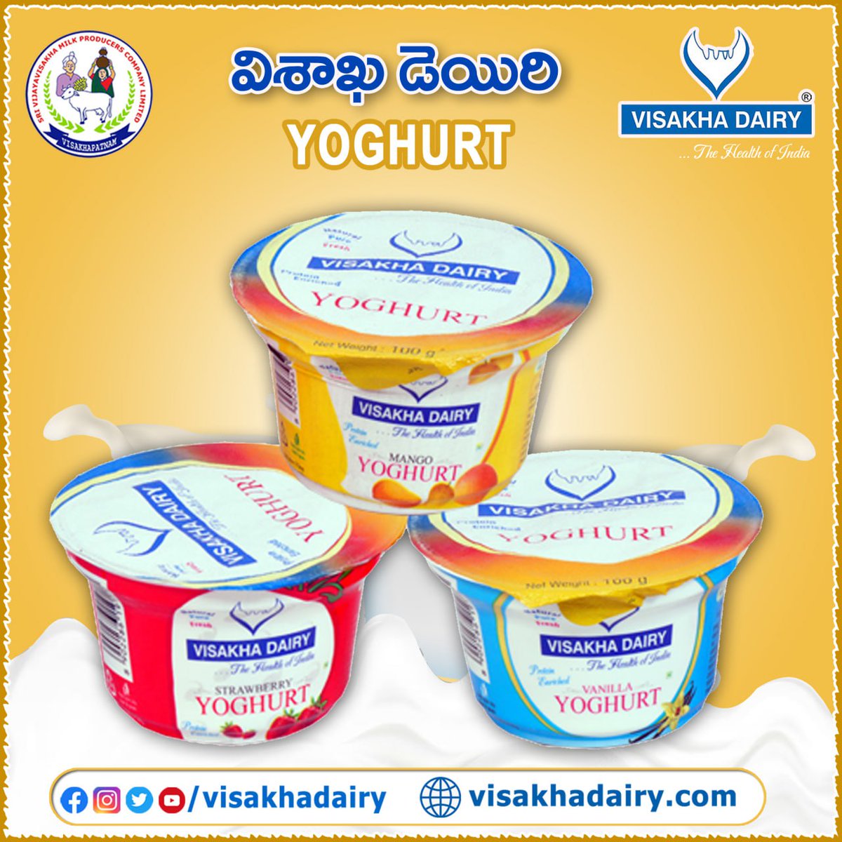 🥄 Indulge in the creamy goodness of Visakha Dairy's Yoghurt! 🥄

Looking for a delicious and nutritious snack? Look no further! Our yoghurt is available in convenient 100g packs and comes in three delightful flavors: Vanilla, Mango, and Strawberry.

 #CreamyDelight #TastyChoices