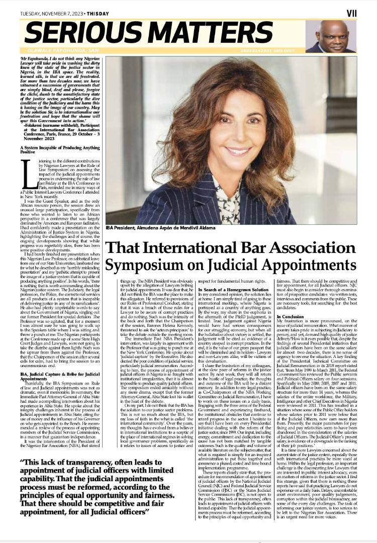 Read my commentary on the <a href="/IBAevents/">IBA Events</a> Symposium on Judicial appointments here. thisdaylive.com/index.php/2023…