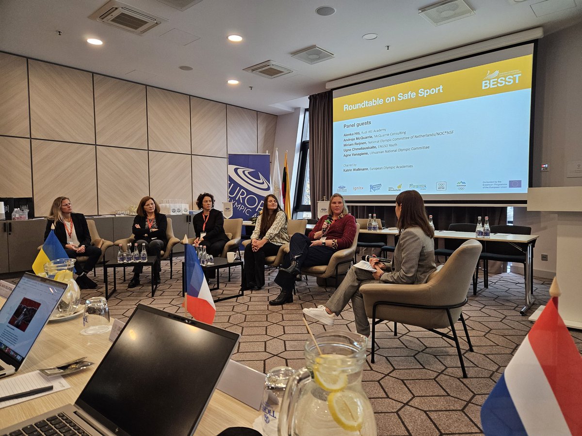 bjhilgers's tweet photo. Rondetafelgesprek veilige sport met collega Miriam Reijnen die met 'ons' Centrum Veilige Sport in Europa 'leading' is. Maar hard nodig is in Nederland en heel Europa. Locatie: EOA (Europese Olympische Academie) Congress in Vilnius Litouwen. #nocnsf #safesport #eoa https://t.co/tLcALViCiV