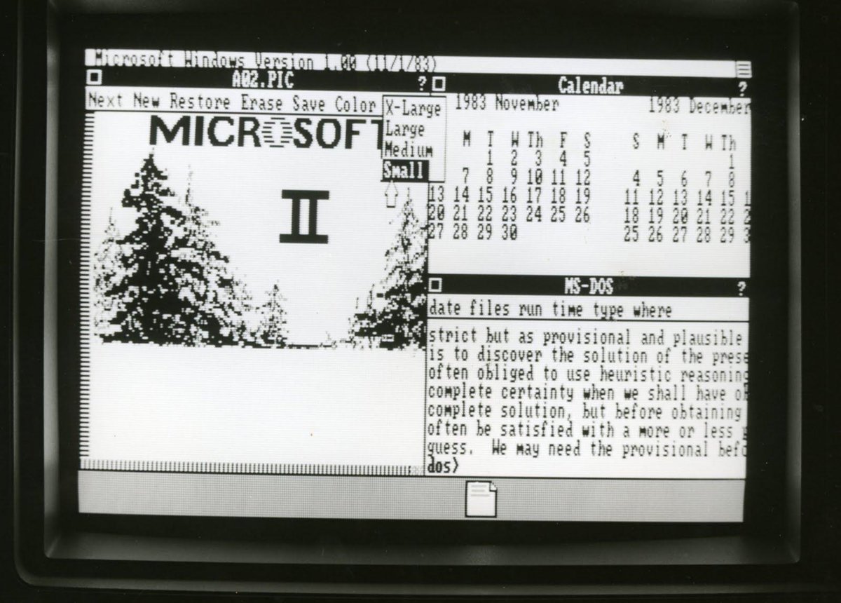 Massimo on X: "40 years ago #Today, Microsoft formally announced Windows, a  graphical user interface for Microsoft DOS-based systems. Bill Gates  promised that Windows would ship by April of 1984. However, Windows