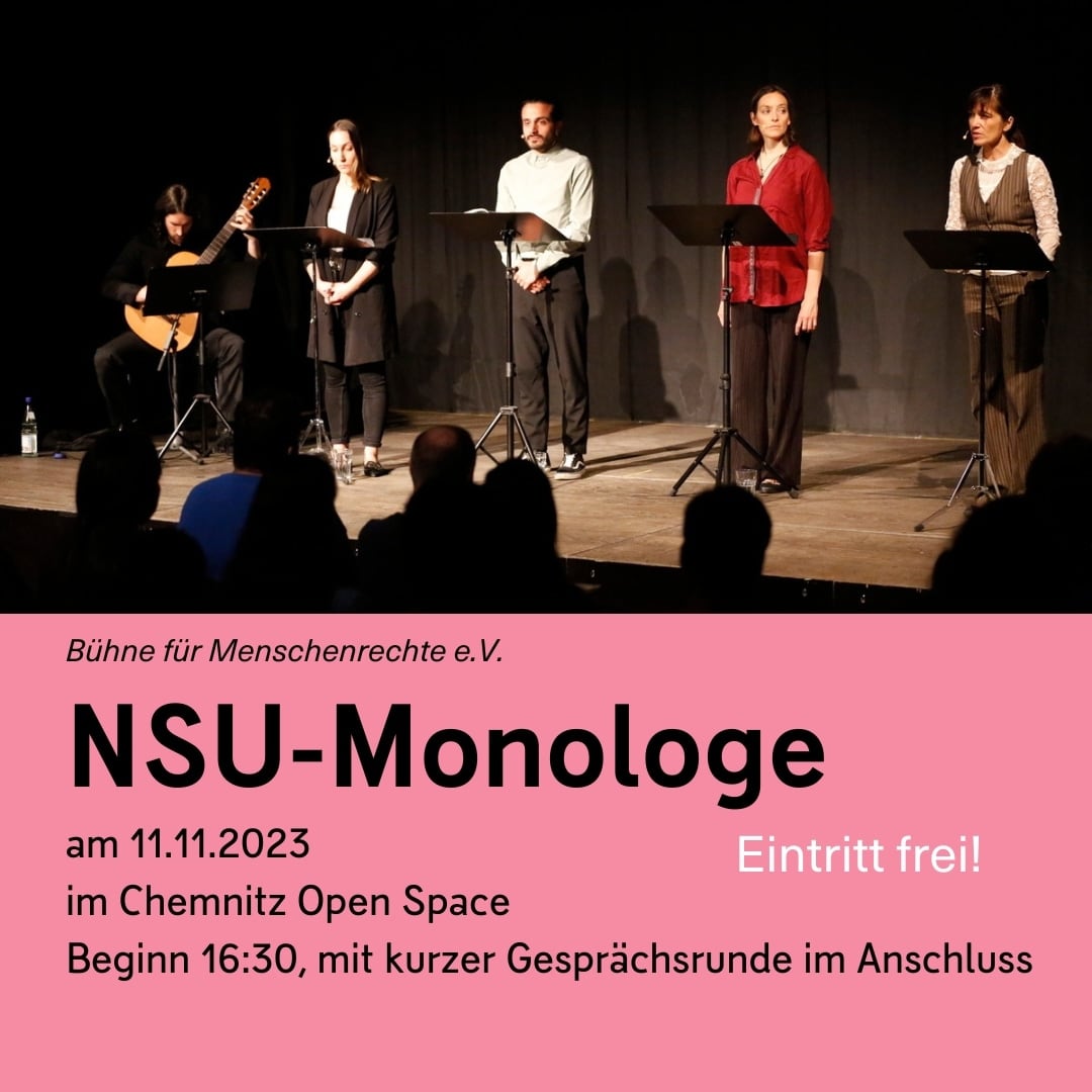 Einladung! Am Samstag werden die #nsumonologe im #openspace in #Chemnitz gezeigt. Kommt gerne vorbei!