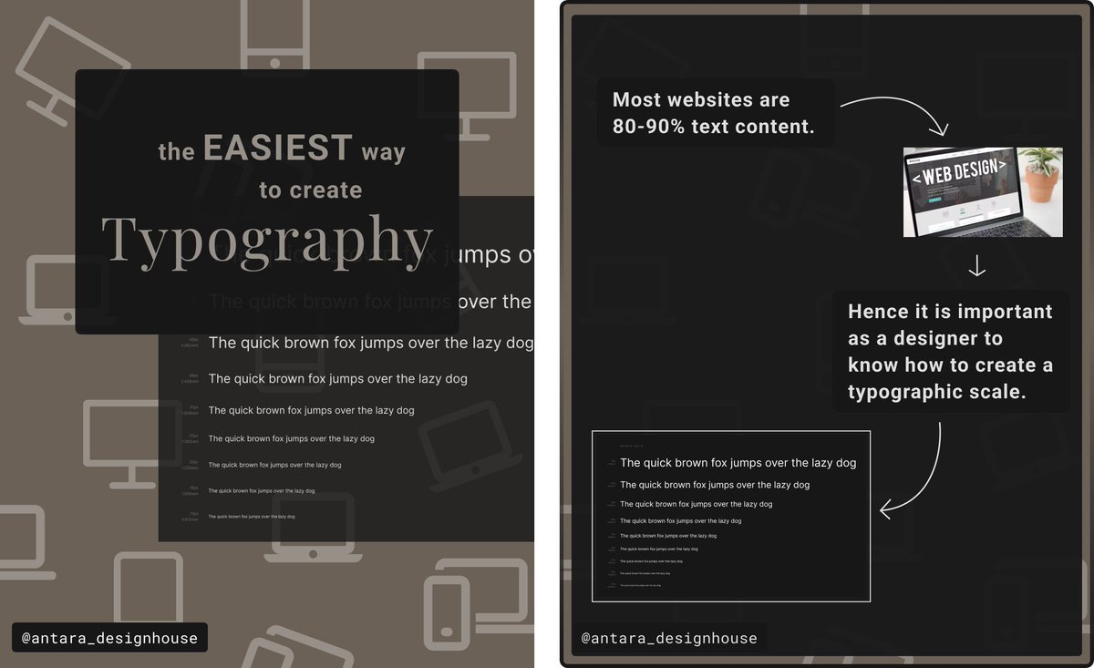 Antara_Mali_'s tweet photo. 👑 Text dominates the web, constituting 80-90% of most sites. Designers, let's delve into the magic of constructing a perfect typographic scale. 📐🔍
✨ Swipe through to discover 'The Easiest Way to Create Typography Scale.' ✨
#uidesign #uxdesign #typography #easyui #learnui https://t.co/JG9wfuNKup