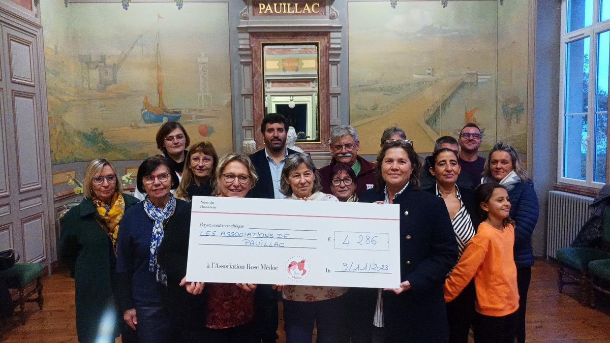 🎀OCTOBRE ROSE🎀
Hier a eu lieu à la Mairie de #Pauillac la remise officielle du chèque des dons récoltés par les #Associations de Pauillac au profit de l'Association Rose #Médoc, dans le cadre d' #OctobreRose.
Un grand MERCI à toutes et tous pour leur participation !