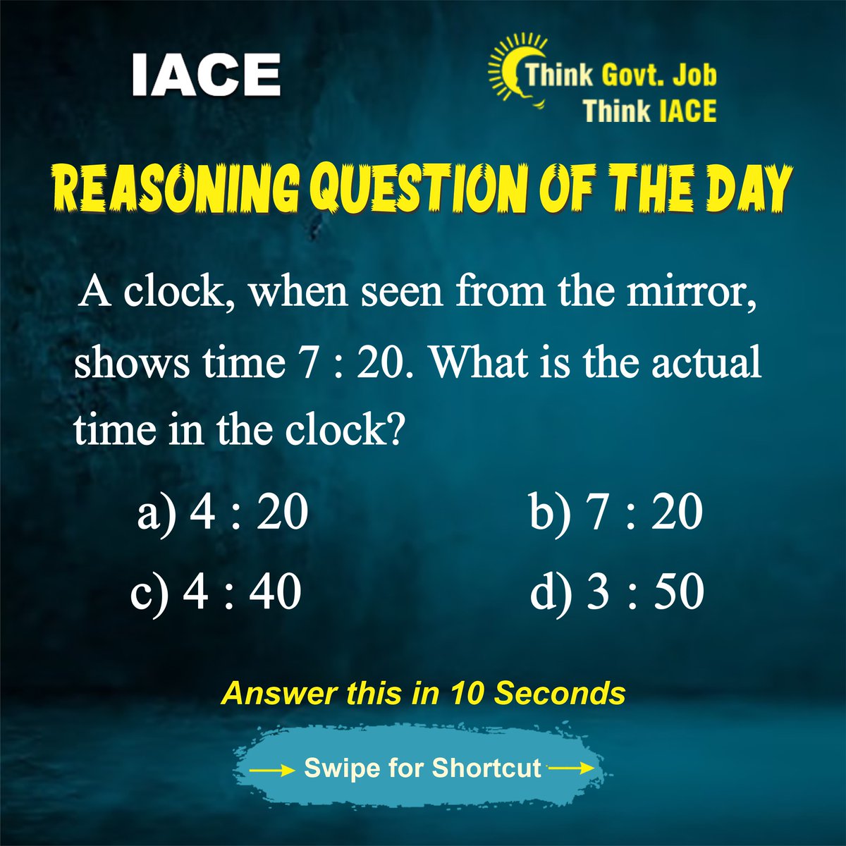 Hyd_IACE's tweet image. Can you crack the #IQChallenge of the day in just 10 seconds? 🧠⏰ #BrainTeaser #QuickThinking #MindGames #BeginningsAndEndings #AdventureAwaits #IACEReasoning #ReasoningOfTheDay #PuzzleChallenge #BrainTeaser #LogicalThinking #TestYourSkills #MindGames #CriticalThinking