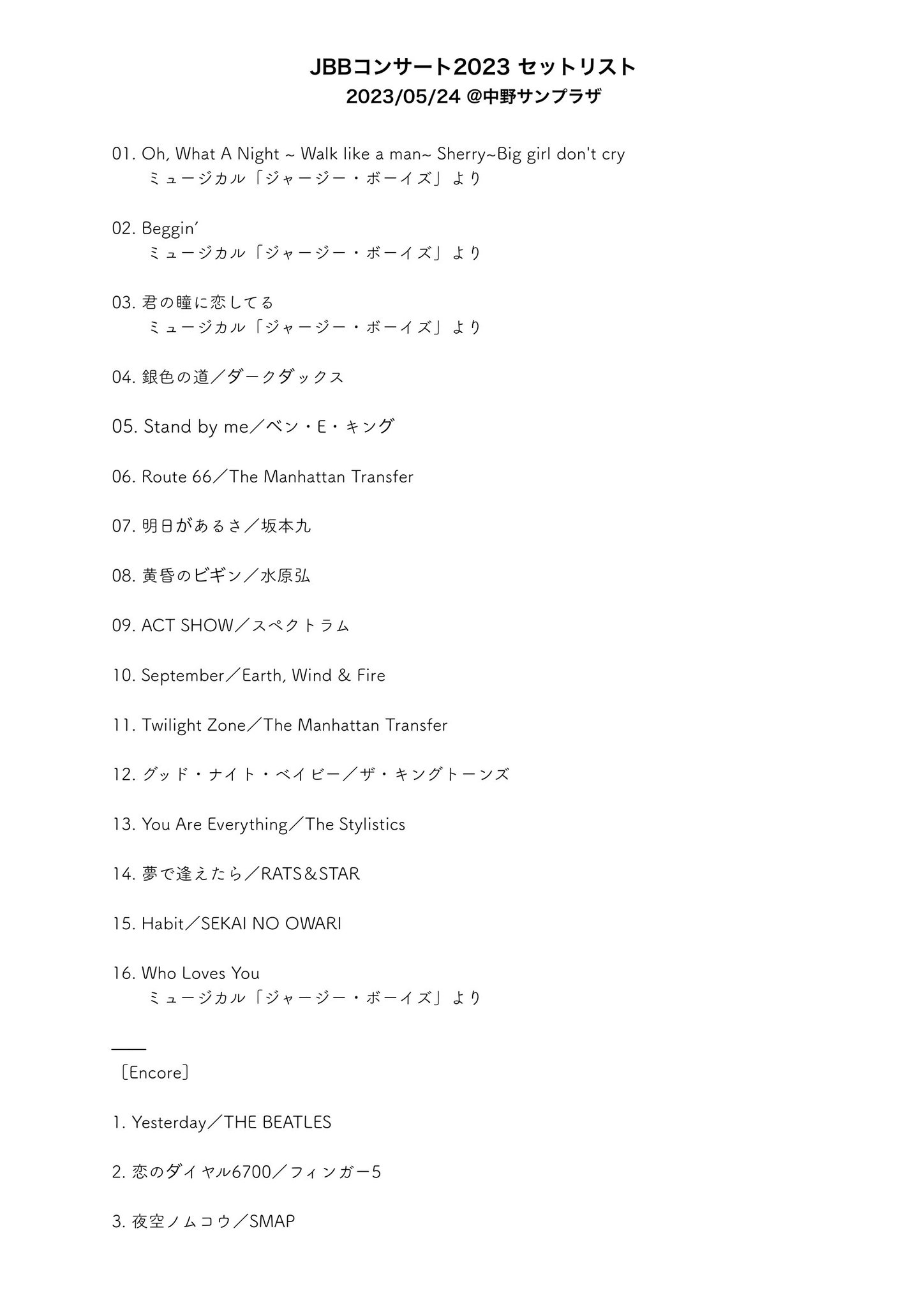 お宝　INSOLENCE　ジャパンツアーセットリスト お宝 INSOLENCE ジャパンツアーセットリスト Insolence