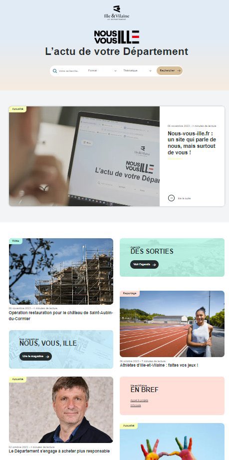 Fierté et bonheur d’embarquer dans l’équipe Info de la com du Département @ille_et_vilaine pour créer et développer des formats éditoriaux sur les deux nouveaux sites éco-conçus nousvousille.fr et ille-et-vilaine.fr