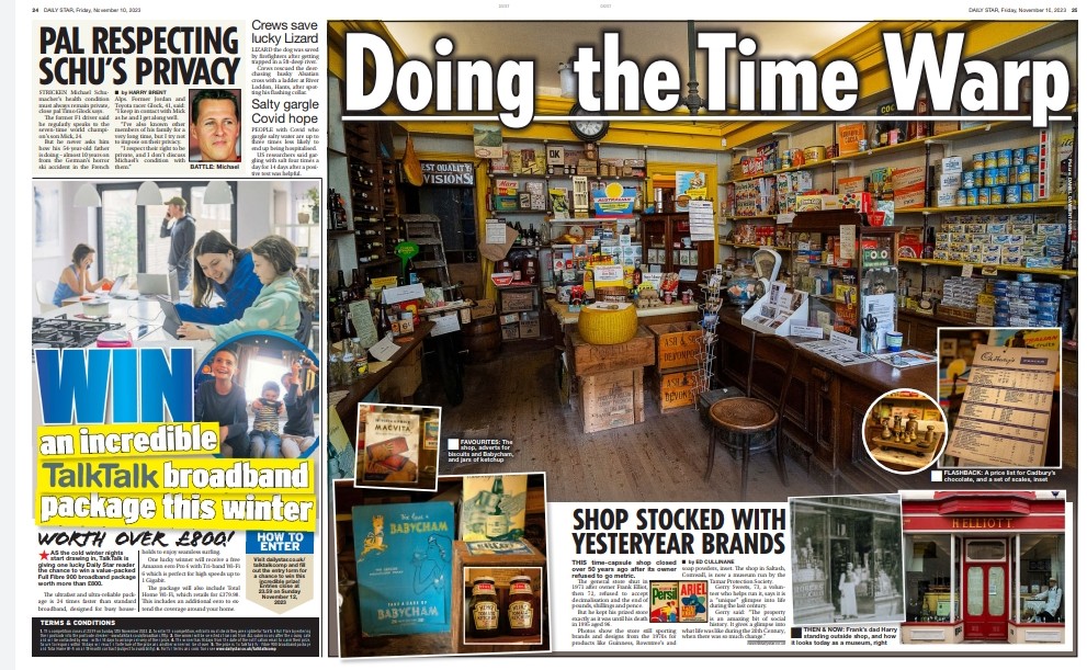 Elliotts Green Grocers time capsule in the Daily Express and Daily Star today- Inside the Cornish shop that is frozen in time after the owner refused to switch to decimal currency. @SWNS #cornwall #news #greengrocers #time #photojournalist #southwestnews #southwest