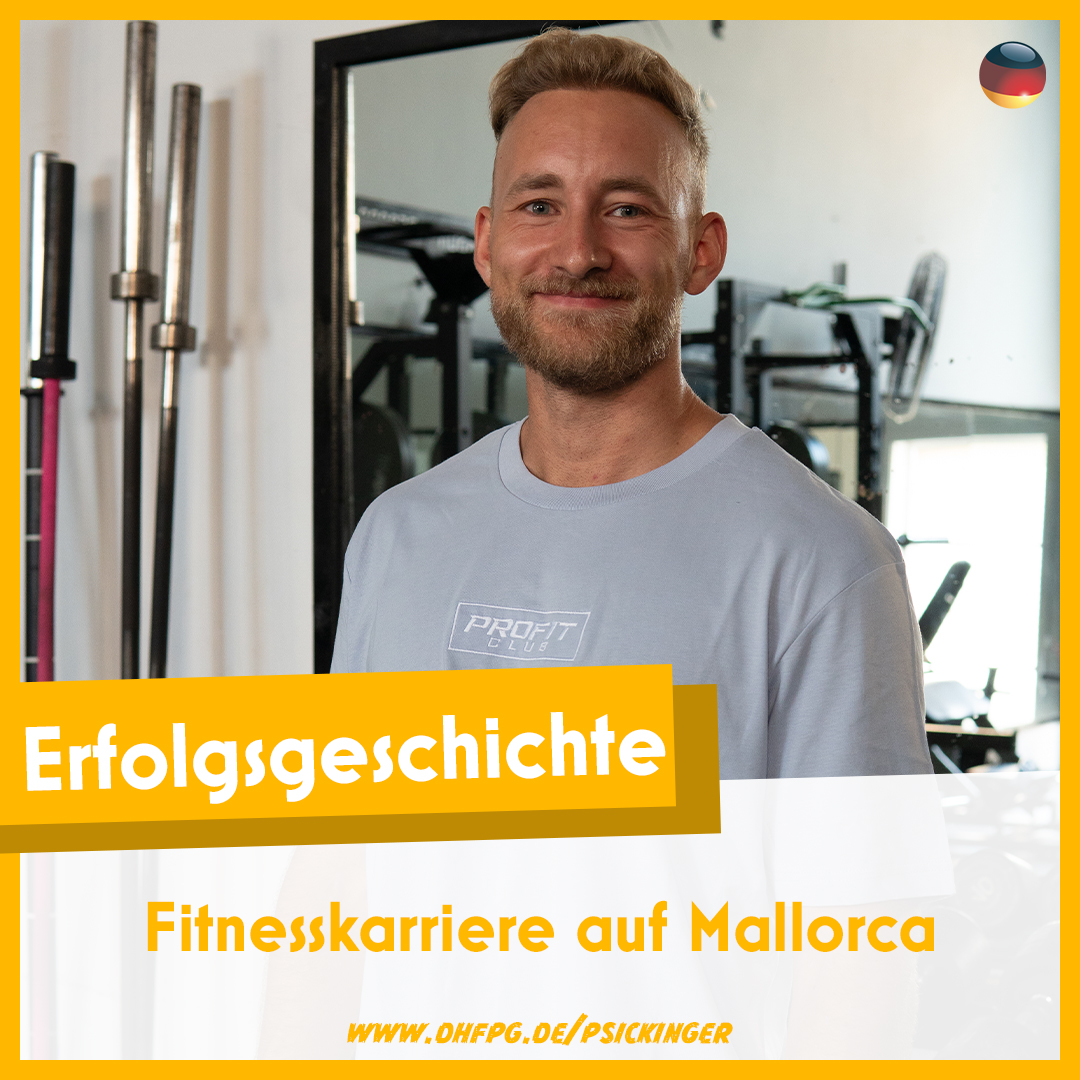 Fitnesskarriere auf Mallorca 🙌
Phillip wanderte nach Mallorca aus und übernahm ein Fitnessstudio. Die angehende Fitnessökonomin Esther zog für ihr duales Studium auch auf die Baleareninsel.
Wir haben sie interviewt 👇
dhfpg.de/psickinger