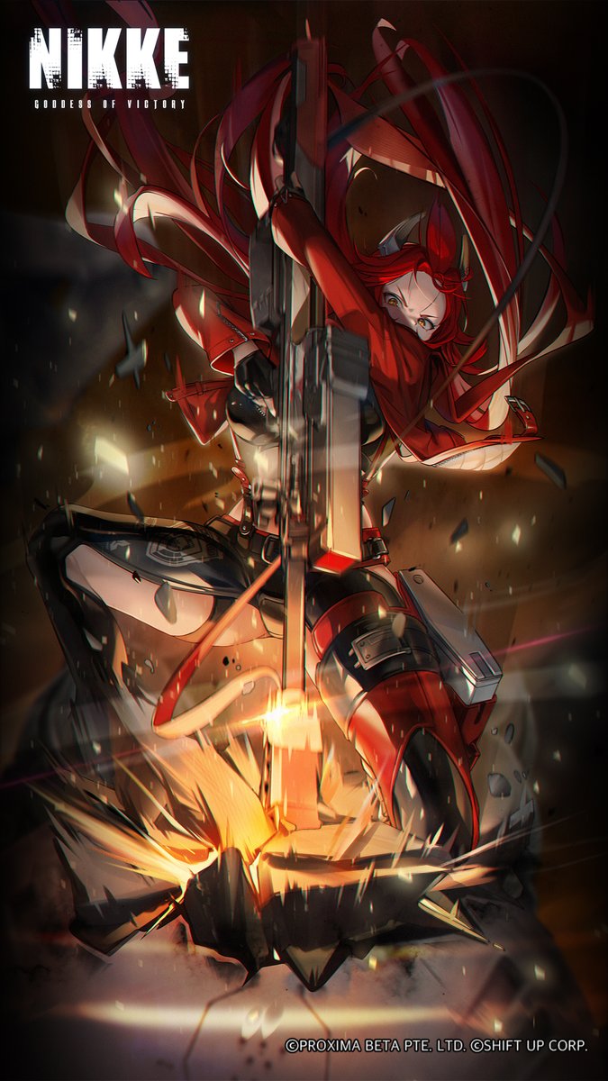 NIKKE_en's tweet photo. 【PC &amp; Mobile Wallpaper Distribution】

We are distributing PC and mobile wallpapers of the RED ASH story event to all Commanders~ 

Look at Red Hood tearing the Rapture apart! 🔥

Feel free to save and use it as you like!

#NIKKE
#NIKKE1stAnniversary https://t.co/r6MPEfMs6z