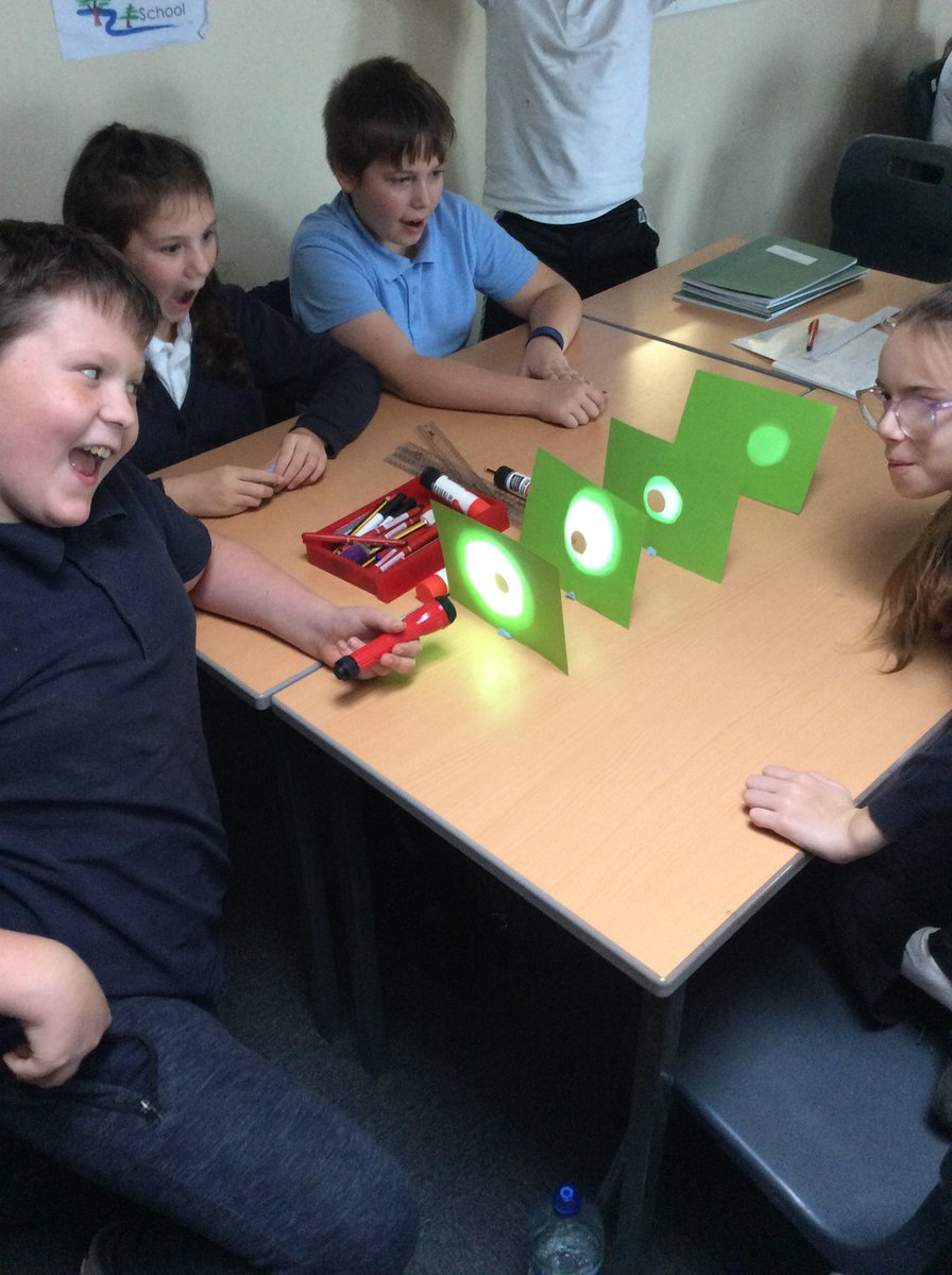 Year6Beck's tweet photo. This week, Year6 investigated and proved the theory βLight travels in a straight line!β They used teamwork skills to complete the investigation #BeckScience https://t.co/6UZSMRWvsU