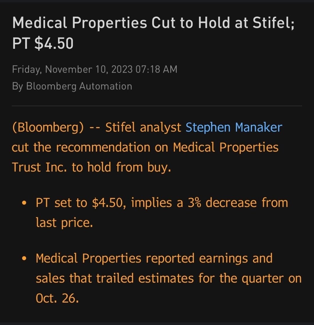 AIMhonesty's tweet photo. Appears @Stifel are waking up to the fraud in $MPW, just too slow!
MPW #Fraudbags CEO will surely want to sue anyone critiquing MPW, the deity of shitco's #Aldag caught lying, again, this time its Steward's ABL. What happened to the Infracore revenue #Scamner? MPW is a ZERO. https://t.co/lVXsVFU0CL