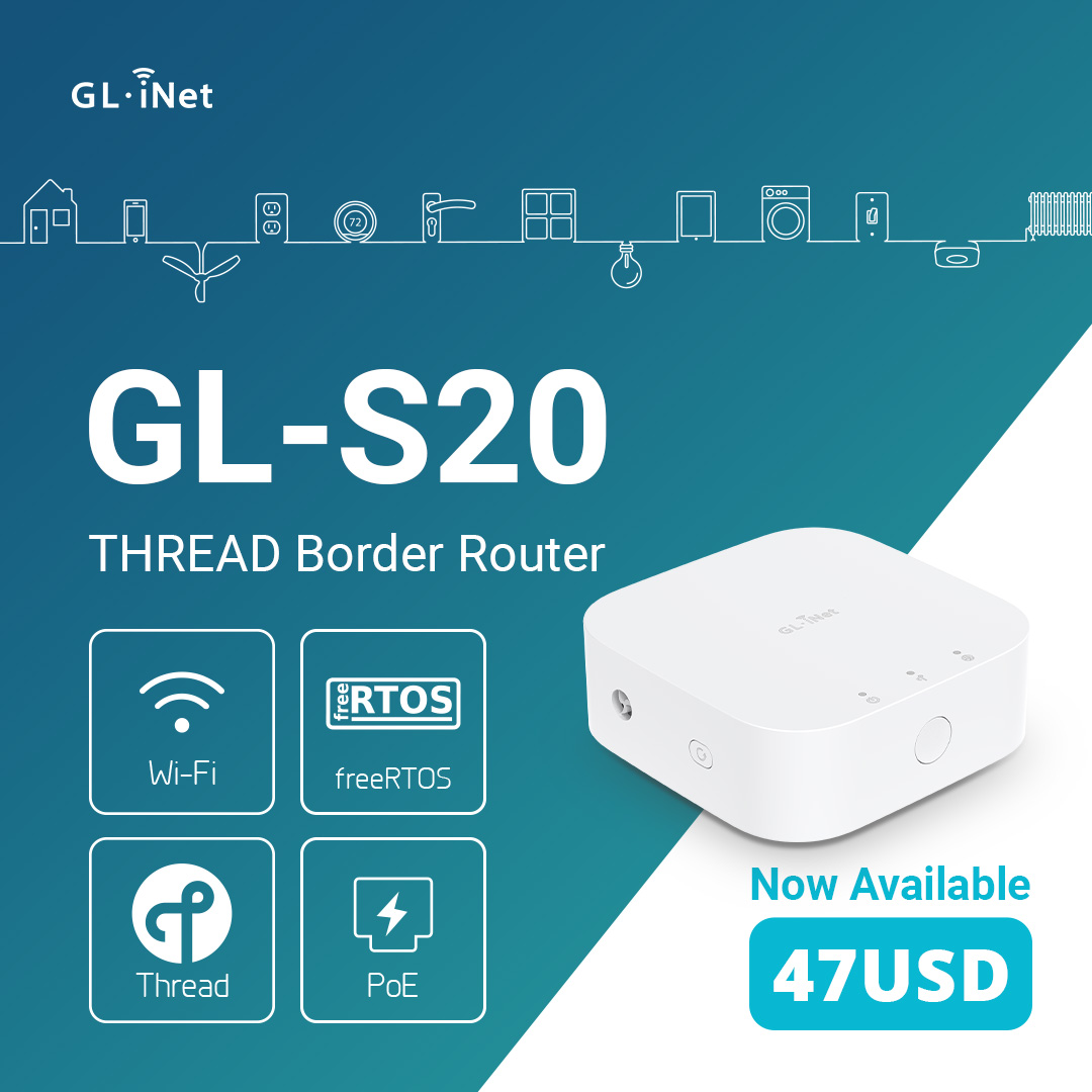 GLiNetWiFi's tweet image. S20 is Available for Sale Now!🌟
Built on #Thread 1.3 &amp;amp; #FreeRTOS, S20 ensures top performance and reliability for your IoT needs. Simplifies the setup process and reduces cable clutter in different network settings with #PoE integrated👉 link.gl-inet.com/post1110/
