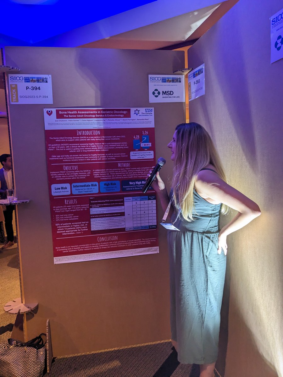 Very proud of @ZoeChadwick_ representing the SAO team and @TheChristieNHS in the #SIOG2023 poster walk last night 🎤💪
