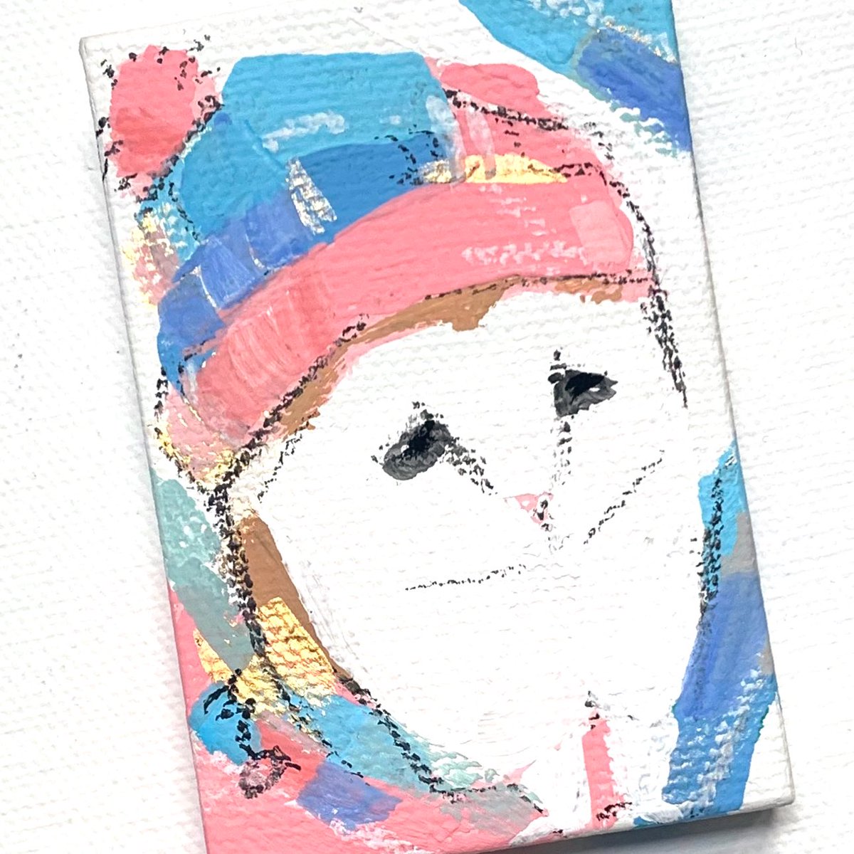 「メンフクロウの ニット帽ホーちゃん、描きました☆* #おのぼりhoho6 に出品」|オクムラミチヨのイラスト