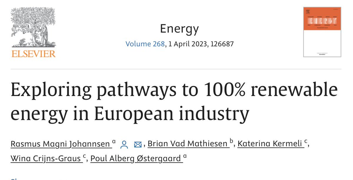 🇪🇺🌿 100% renewable energy in the European industry is feasible before 2050. 

This paper presents several pathways toward 100% renewable energy supply in the European industrial sector. 

Read it here
sciencedirect.com/science/articl…

#RES #IndustryPLAN