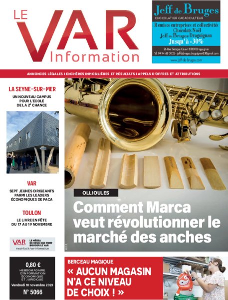 🎷A la Une du <a href="/Var_Information/">Var Information</a> cette semaine : Comment Marca veut révolutionner le marché des anches
👉 Et retrouvez toute l'actualité sur notre site internet mesinfos.fr/var-information