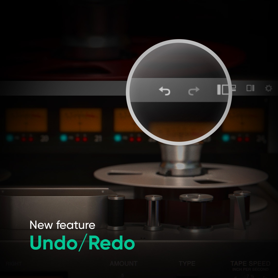 Undo... redo... undo...... redo! 💥 We've added Undo (↩️)/Redo (↪️) functionality to all of our plug-ins. Use these commands to hop back and forth between changes you've made while using the plug-in. 🔼 To start using Undo/Redo, update your plug-ins via Softube Central.