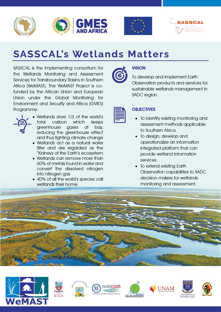 SASSCAL_ORG's tweet photo. ποΈSASSCALβs Wetlands MattersποΈ
#Sasscal #gmesandafrica #southernafrica #wetlands #EarthObservation #wemast #AfricanUnion https://t.co/EO7I5ejIGU