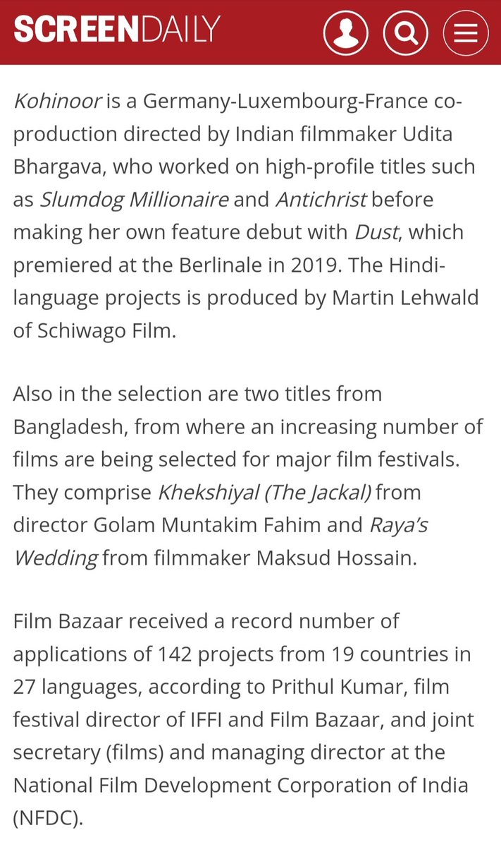 Thank You @Screendaily and @MichaelRosser for mentioning our project, 'The Distant Near', which is a part of the 17th Co-Production market at the Goa Film Bazaar.