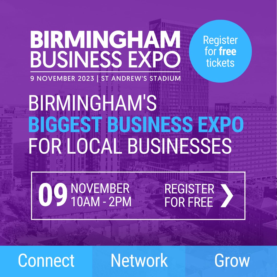 The Birmingham Business Expo on 9th November is going to be HUGE! 💯💥 If you're a business based in Birmingham, don't miss your opportunity to be part of it! #BirminghamExpo b2bexpos.co.uk/event/birmingh…