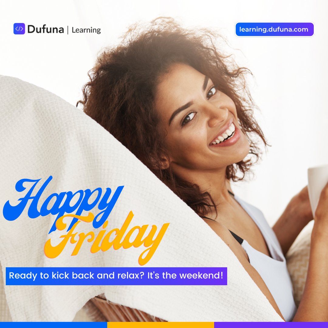 DufunaTech's tweet photo. Hello, Friday! 🎉 The gateway to the weekend, a time to let loose, unwind, and savor every moment. Let the relaxation begin! 😌✨ 

#Dufuna #FridayFeeling #TGIF https://t.co/7SUkBf7zPH